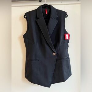 Spanx asymmetrical vest work outfit